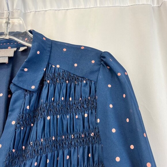 Vanessa Virginia Women’s 3/4 Sleeve Mini Dress Polka Dot Button Up Sheer Sz 4 - Picture 4 of 9